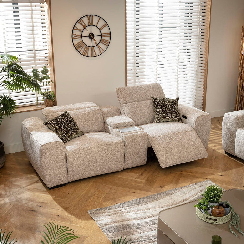 Lola Modern 3 & 2 Seater Electric Recliner Sofa Set with Consoles Beige 1C1+2SC1