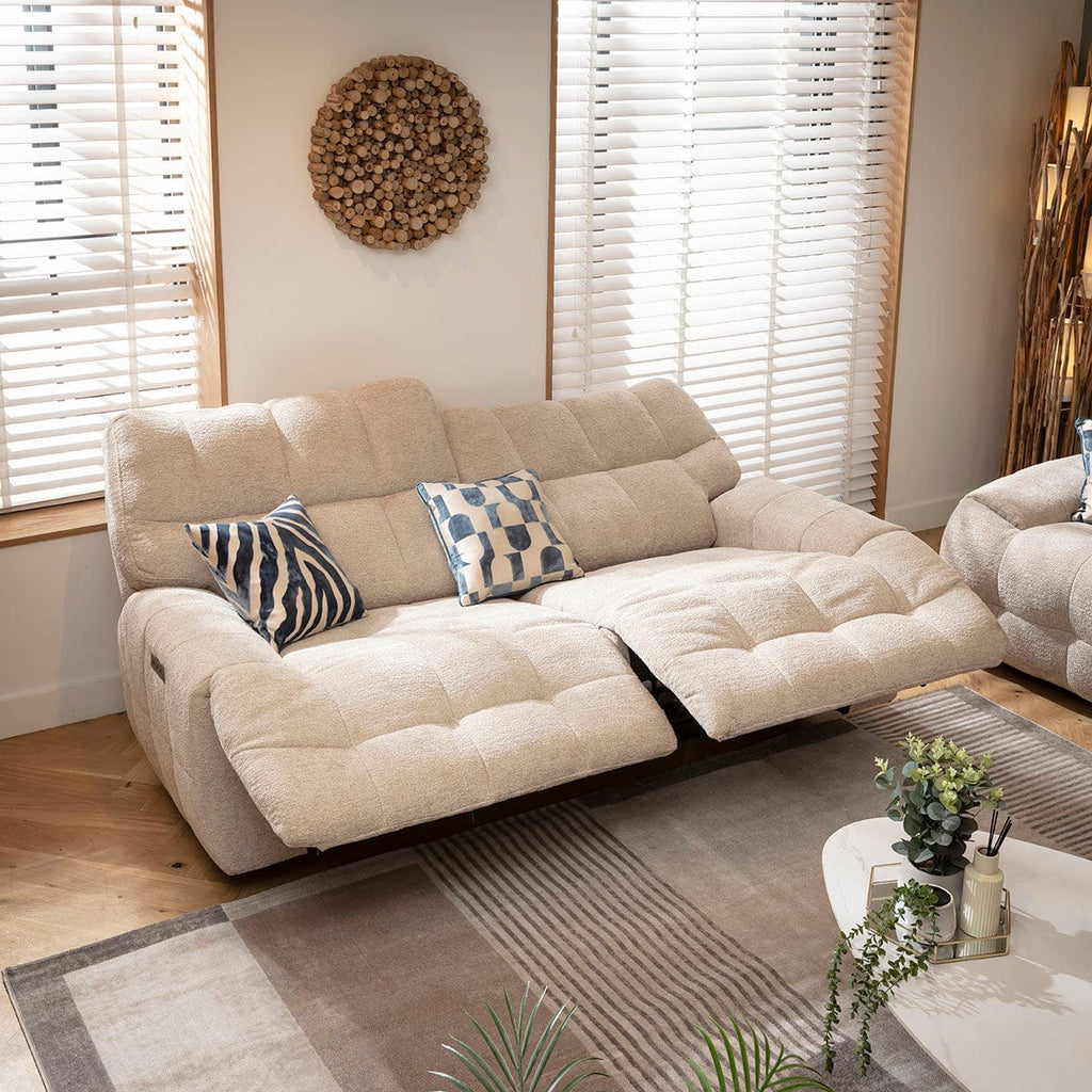 Luca Modern 3 & 2 Seater Full Electric Recliner Sofa Set Beige Chenille 1R1+2S