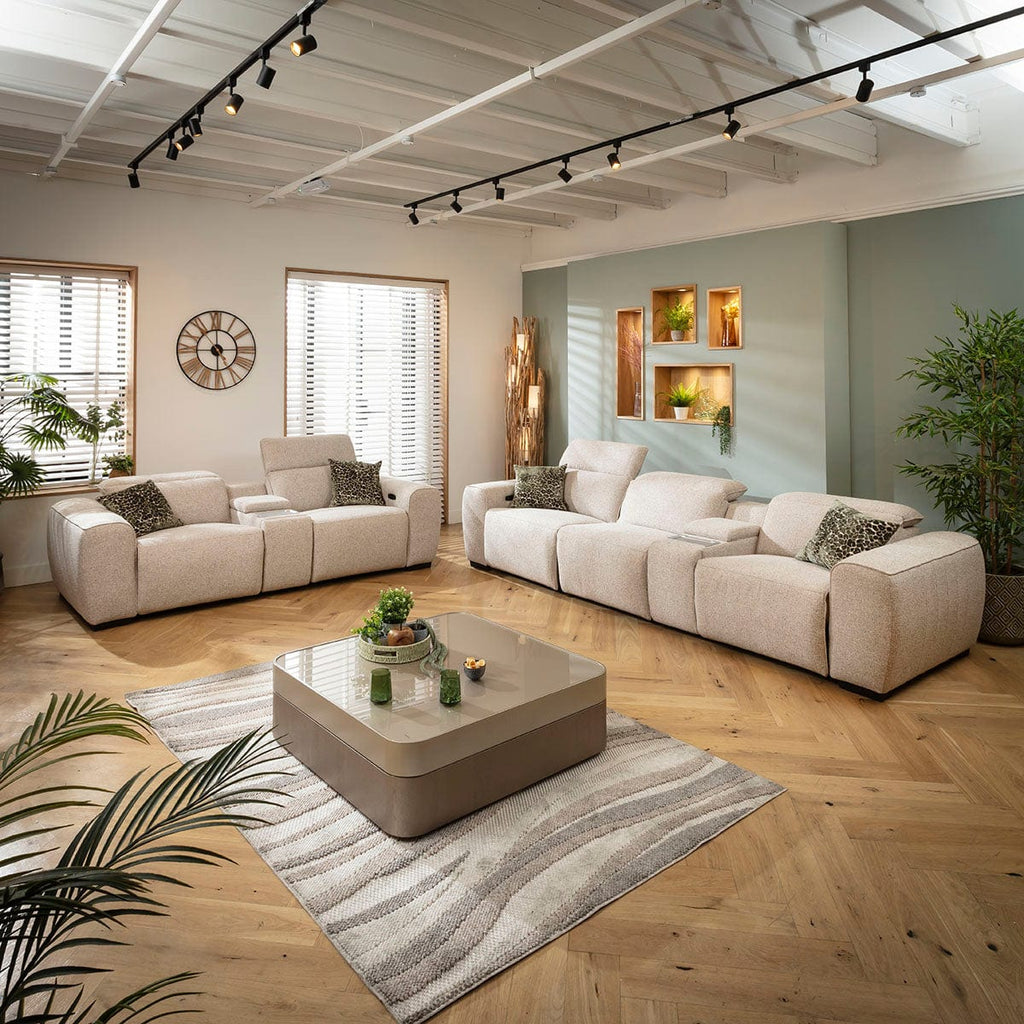 Lola Modern 3 & 2 Seater Electric Recliner Sofa Set with Consoles Beige 1C1+2SC1
