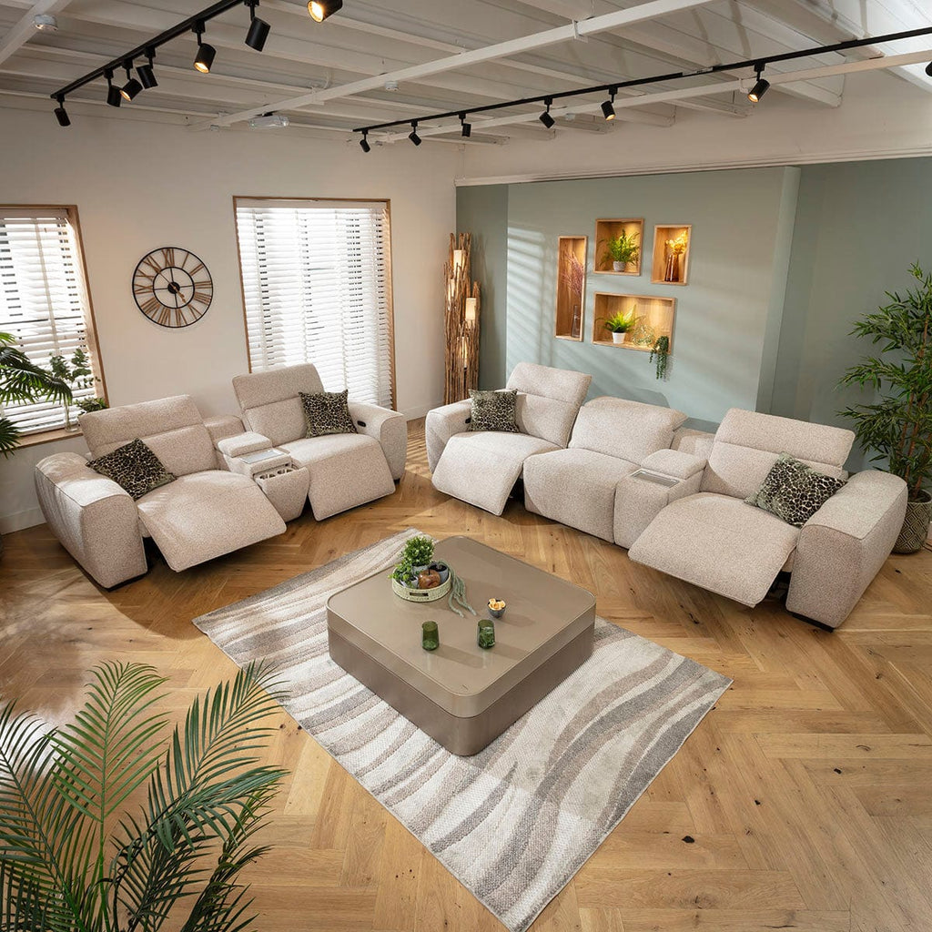 Lola Modern 3 & 2 Seater Electric Recliner Sofa Set with Consoles Beige 1C1+2SC1