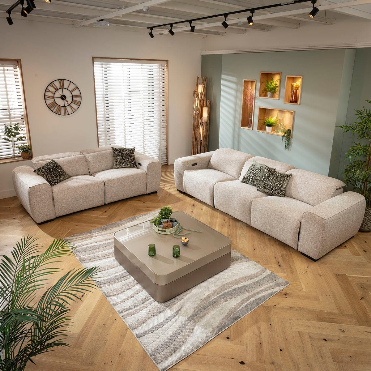 Lola Modern 3 & 2 Seater Electric Recliner Sofa Set Beige 1+2S