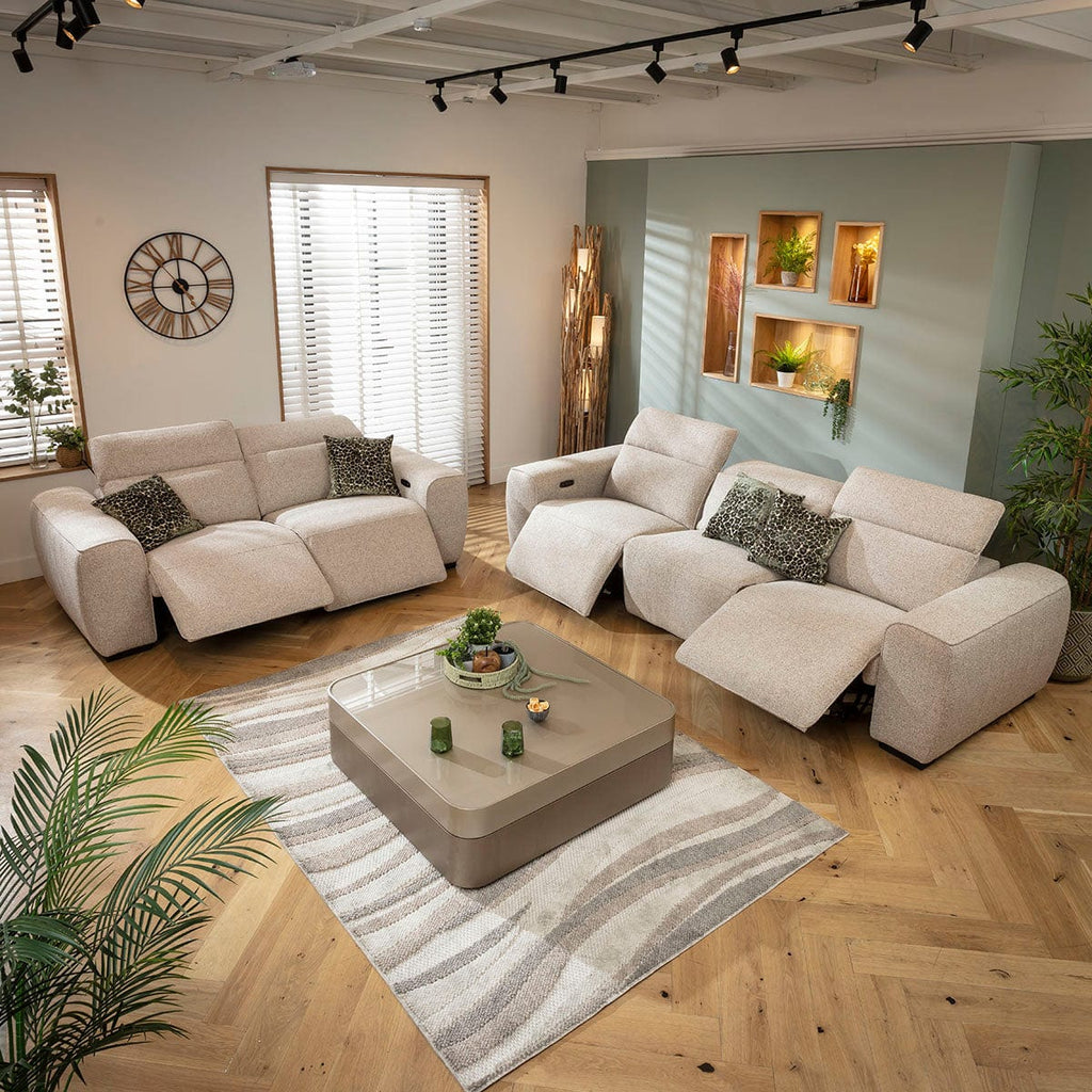 Lola Modern 3 & 2 Seater Electric Recliner Sofa Set Beige 1+2S