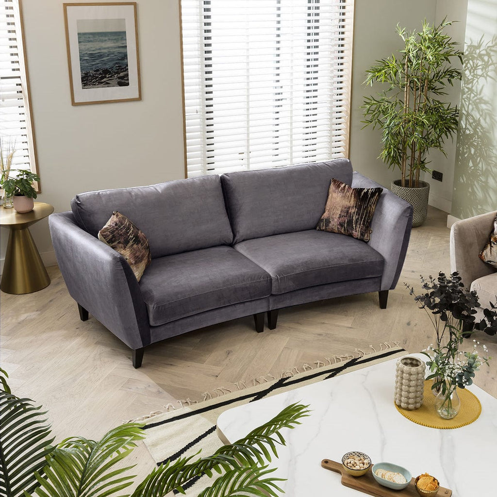 Modern 3 Seater Sofa - Large Curved Fabric Sofa - Choose Your Fabric - 228cm