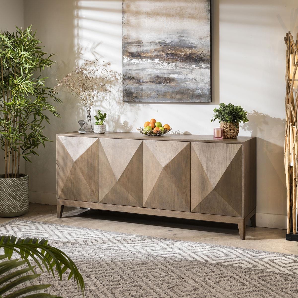 Convex Geometric Sideboard Buffet Grey 180cm