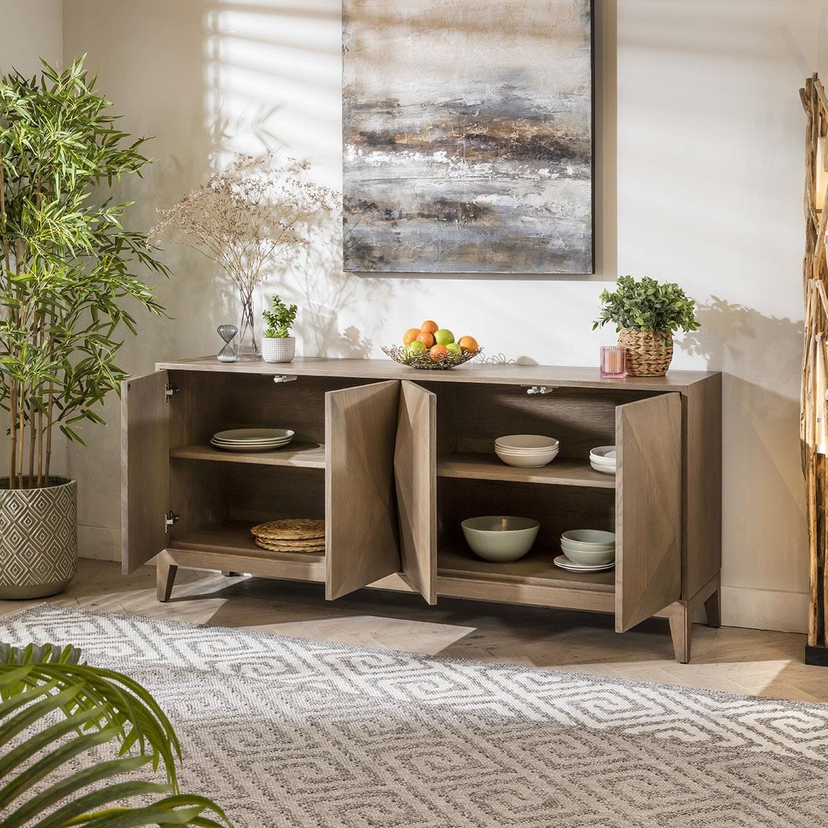 Convex Geometric Sideboard Buffet Grey 180cm