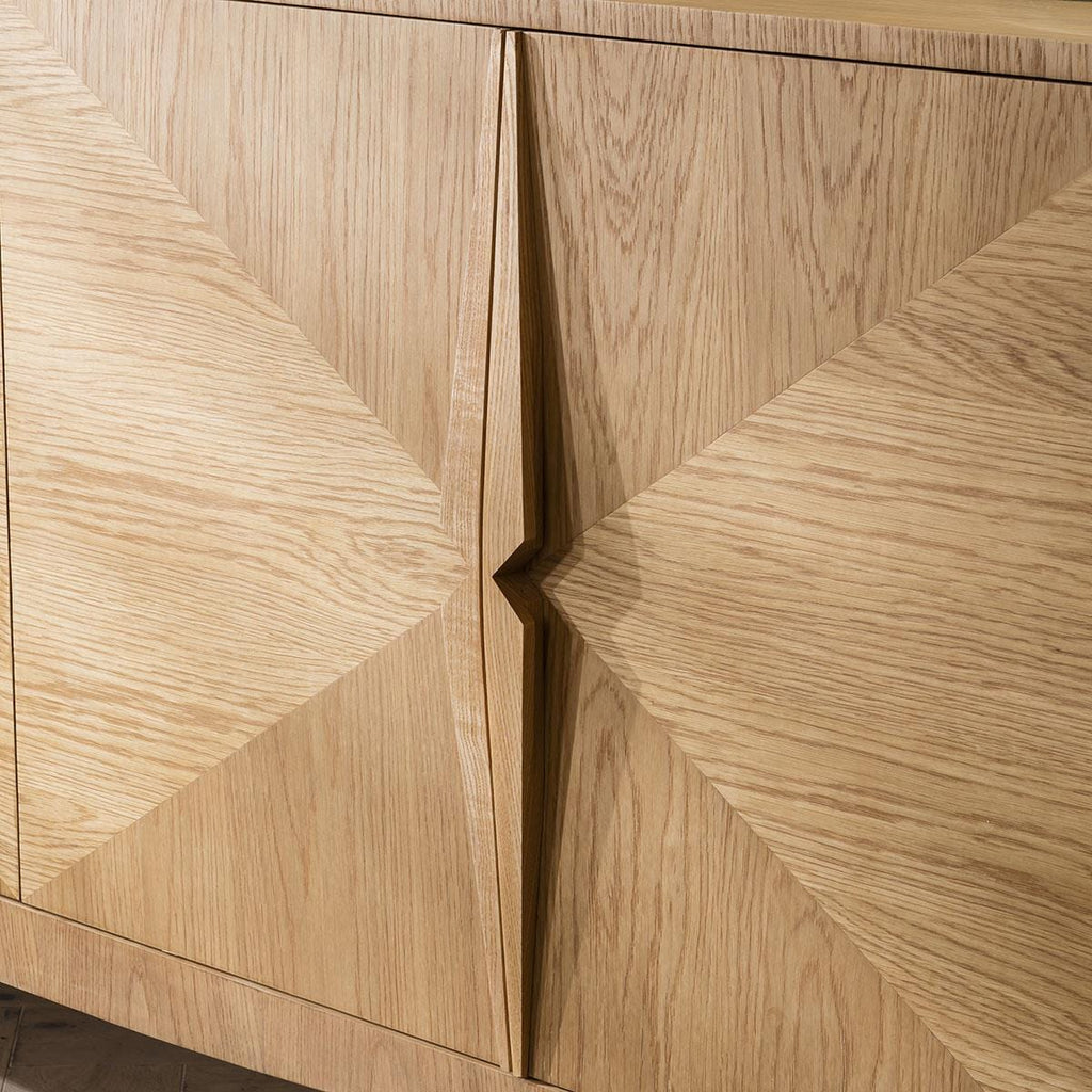 Mulhouse 4 Door Sideboard Cabinet Natural Oak Fully Assembled