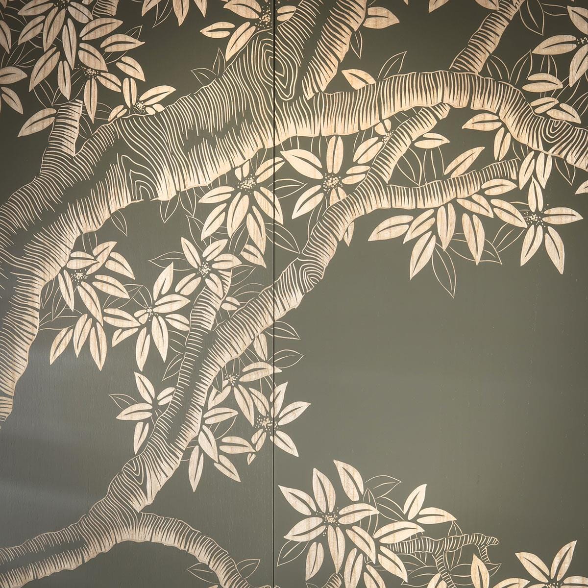 4-Piece Panel Wall Artwork Green & Natural Wood 180x150cm