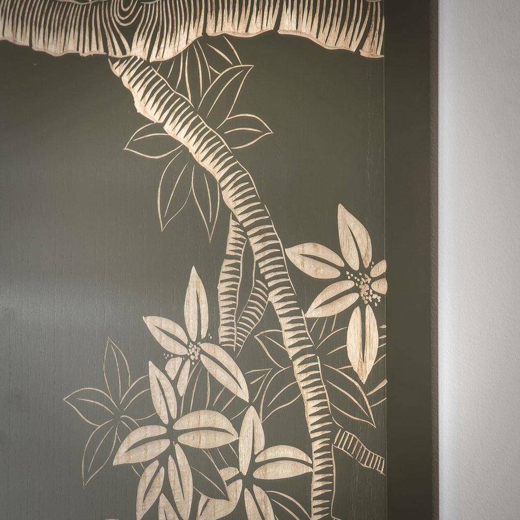 4-Piece Panel Wall Artwork Green & Natural Wood 180x150cm