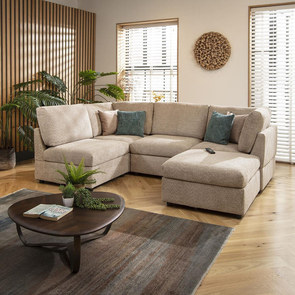 Sully 4 Seater Corner Sofa Biscuit Beige Boucle 240x160cm 3R