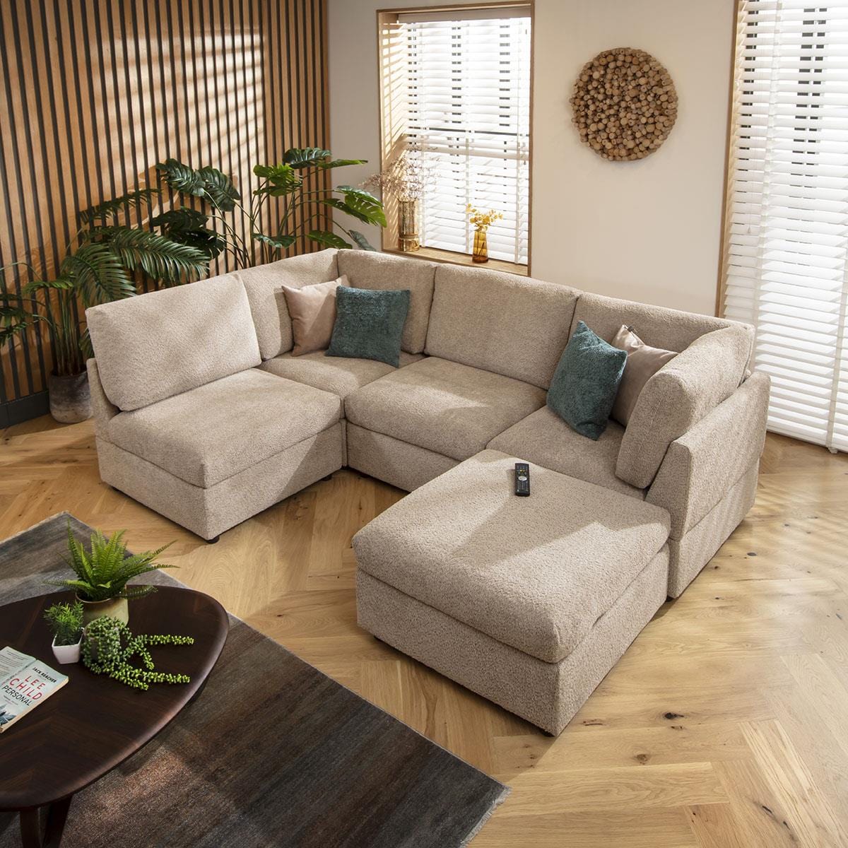 Sully 4 Seater Corner Sofa Biscuit Beige Boucle 240x160cm 3R