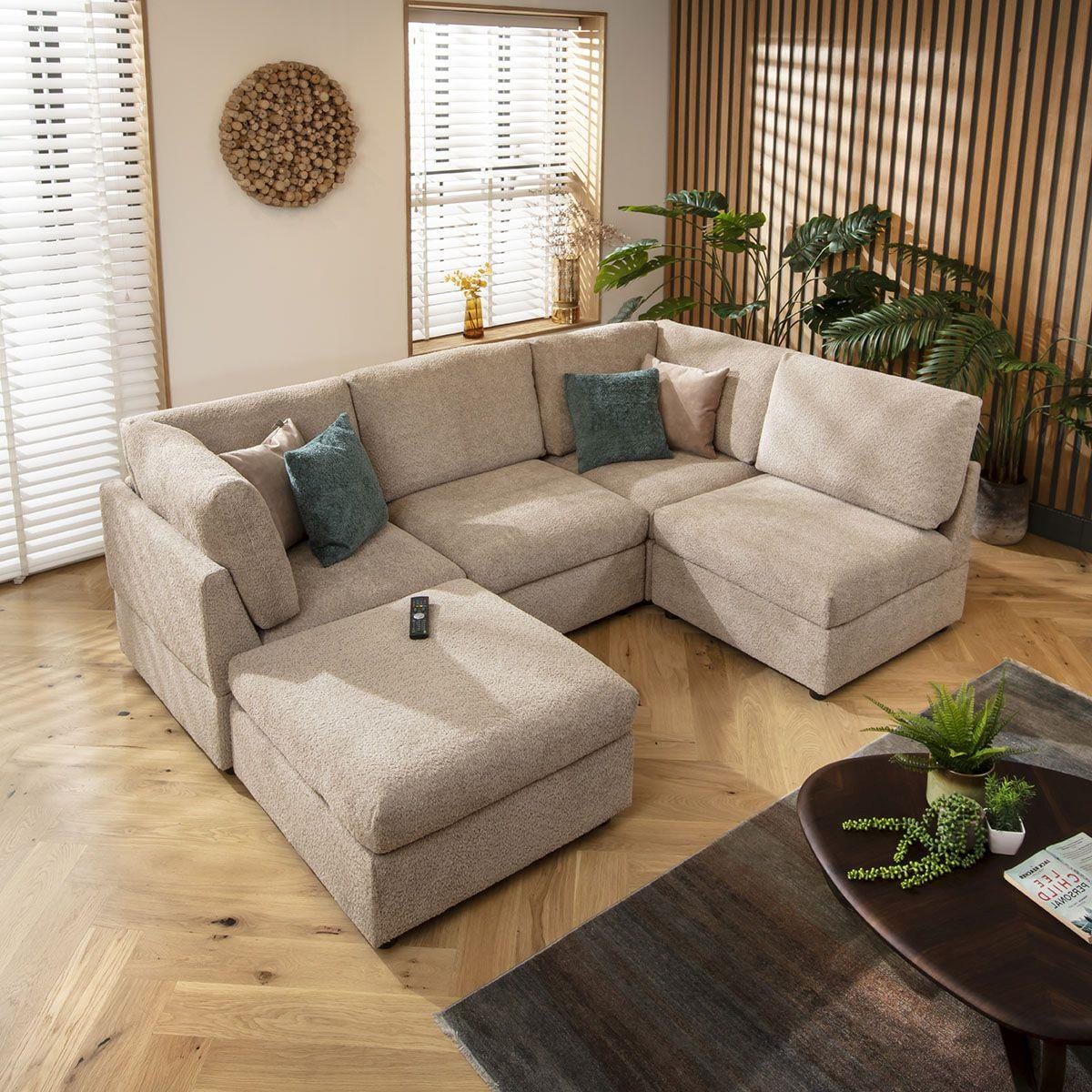 Sully 4 Seater Corner Sofa Biscuit Beige Boucle 240x160cm 3L