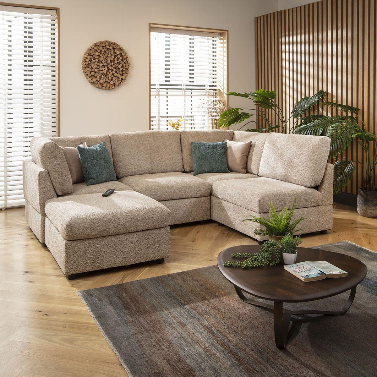 Sully 4 Seater Corner Sofa Biscuit Beige Boucle 240x160cm 3L