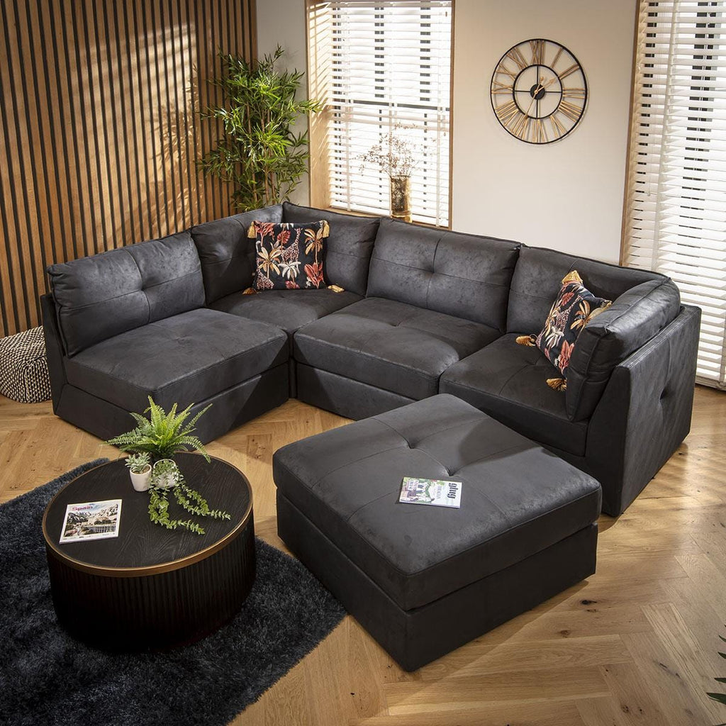Archie 4 Seater Corner Sofa Black 270x180cm 3R