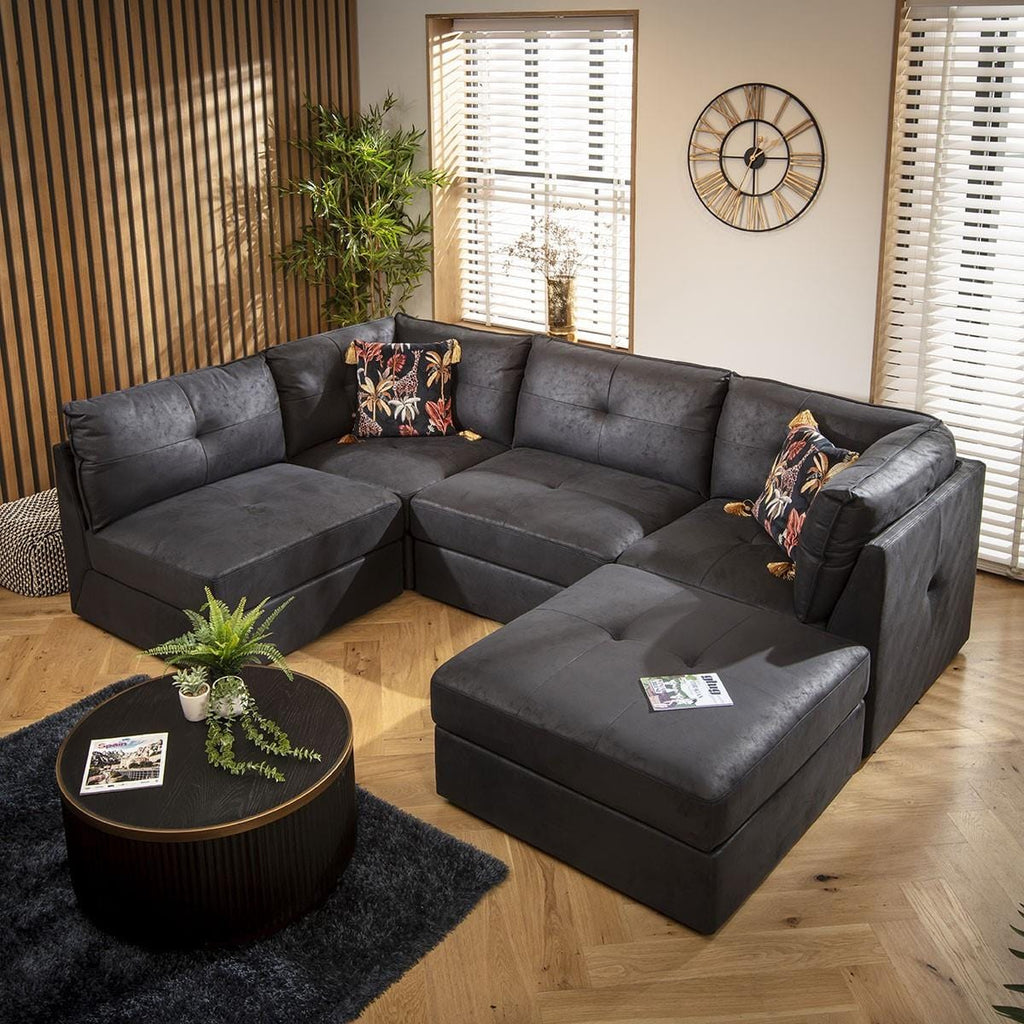 Archie 4 Seater Corner Sofa Black 270x180cm 3R