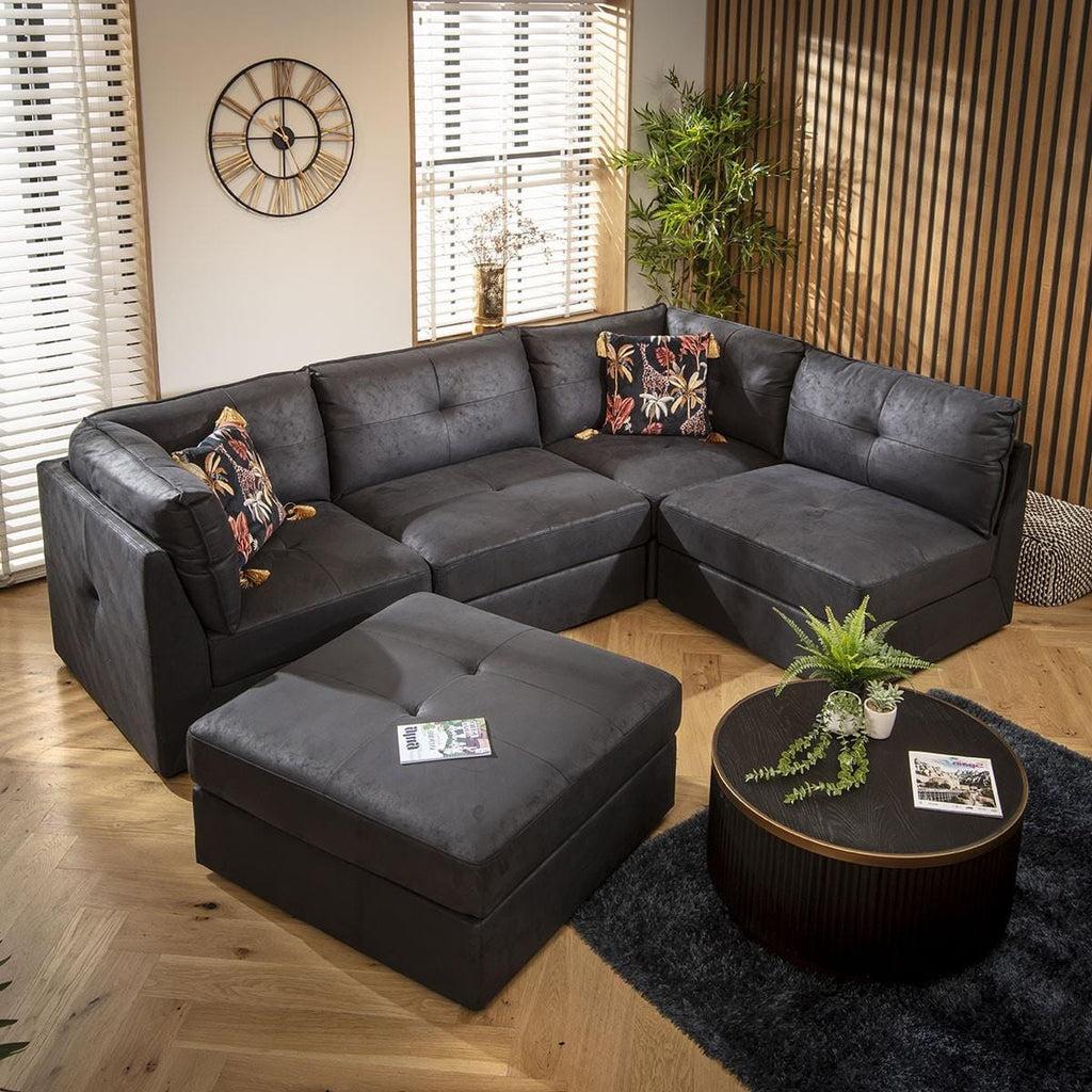 Archie 4 Seater Corner Sofa Black 270x180cm 3L
