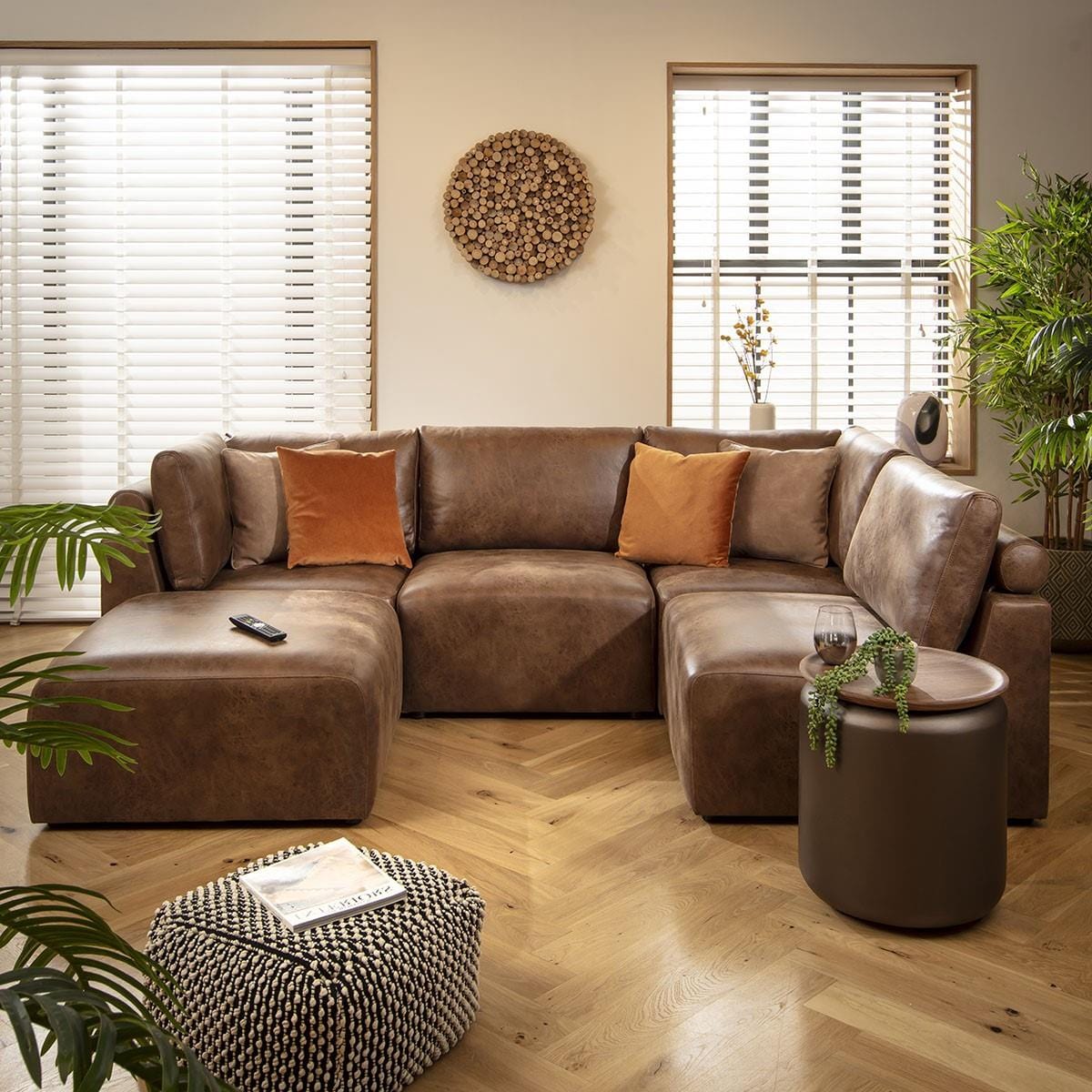 Martha 4 Seater Corner Sofa Antique Brown 266x176cm 3R