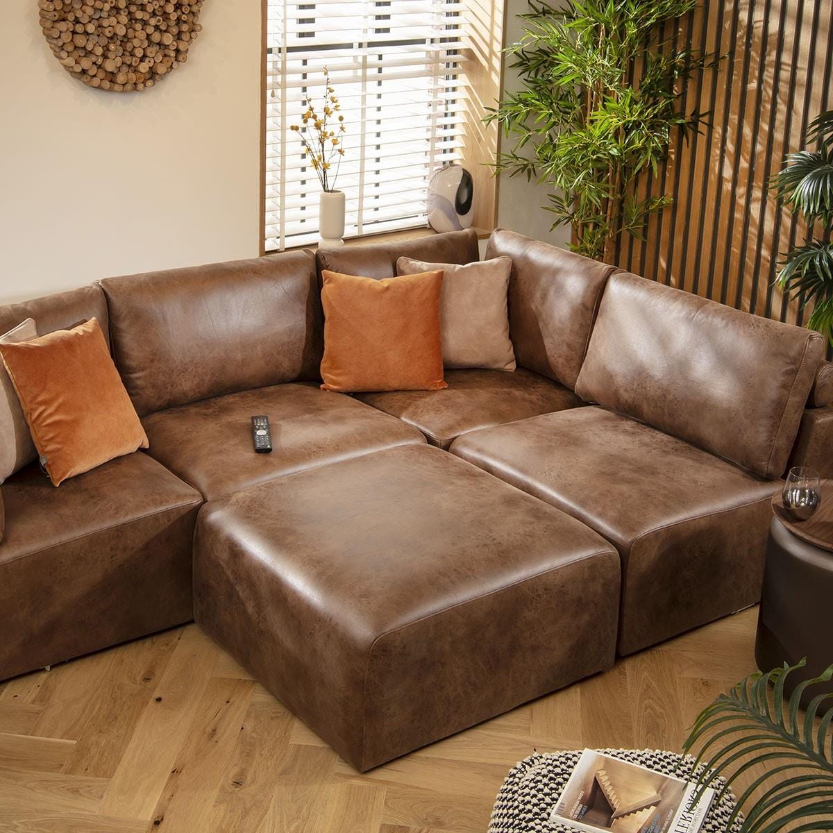 Martha 4 Seater Corner Sofa Antique Brown 266x176cm 3R