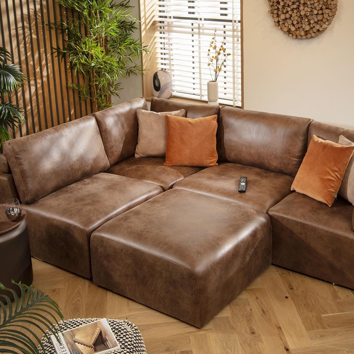 Martha 4 Seater Corner Sofa Antique Brown 266x176cm 3L