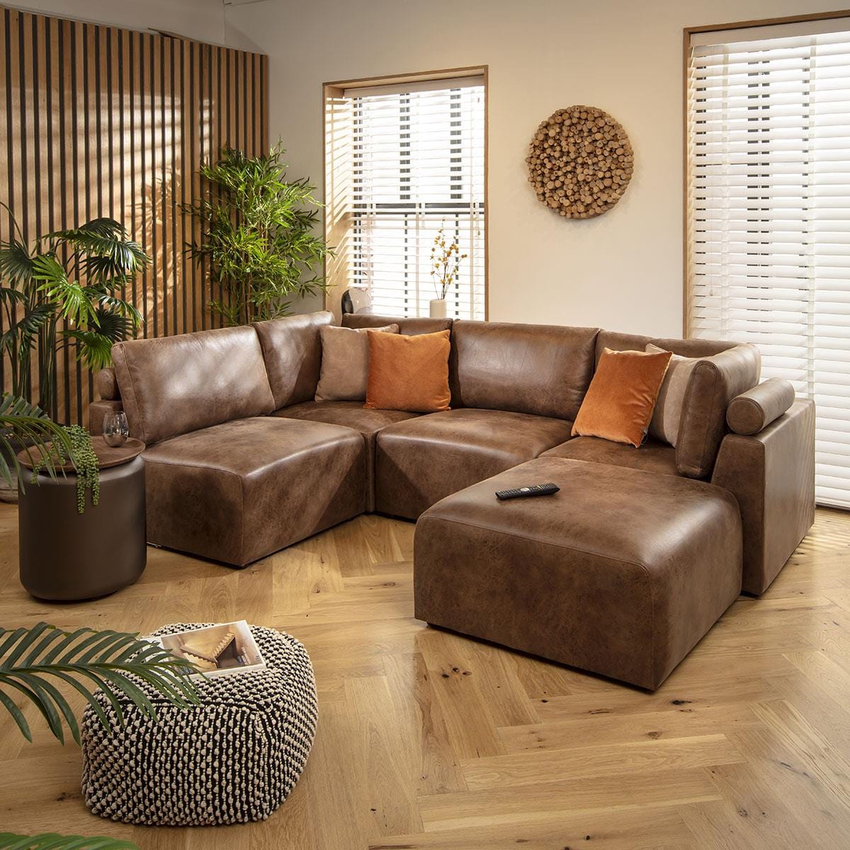 Martha 4 Seater Corner Sofa Antique Brown 266x176cm 3L