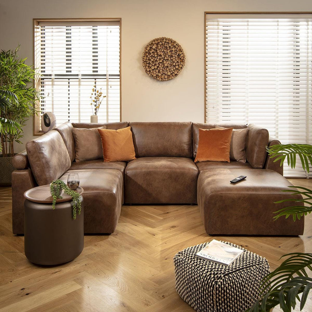 Martha 4 Seater Corner Sofa Antique Brown 266x176cm 3L