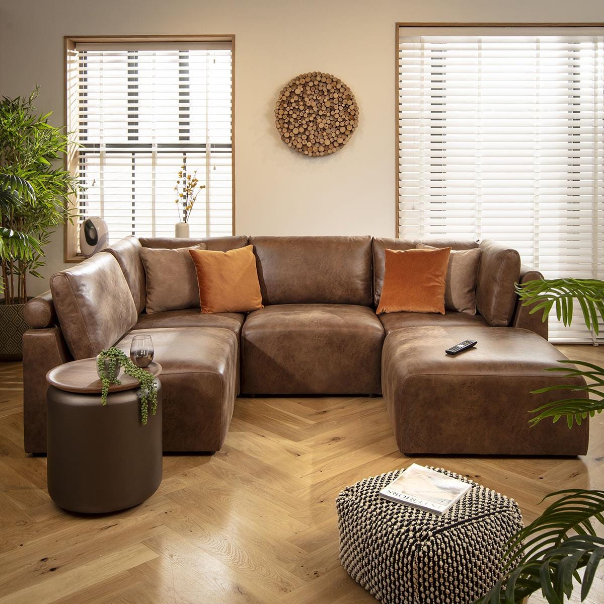 Martha 4 Seater Corner Sofa Antique Brown 266x176cm 3L