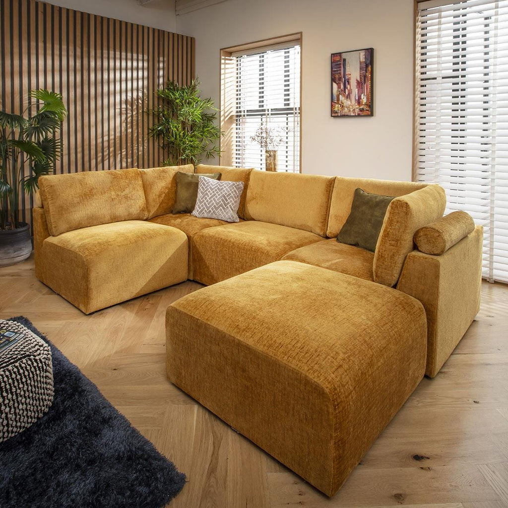 Martha 4 Seater Corner Sofa Mustard Chenille 266x176cm 3L