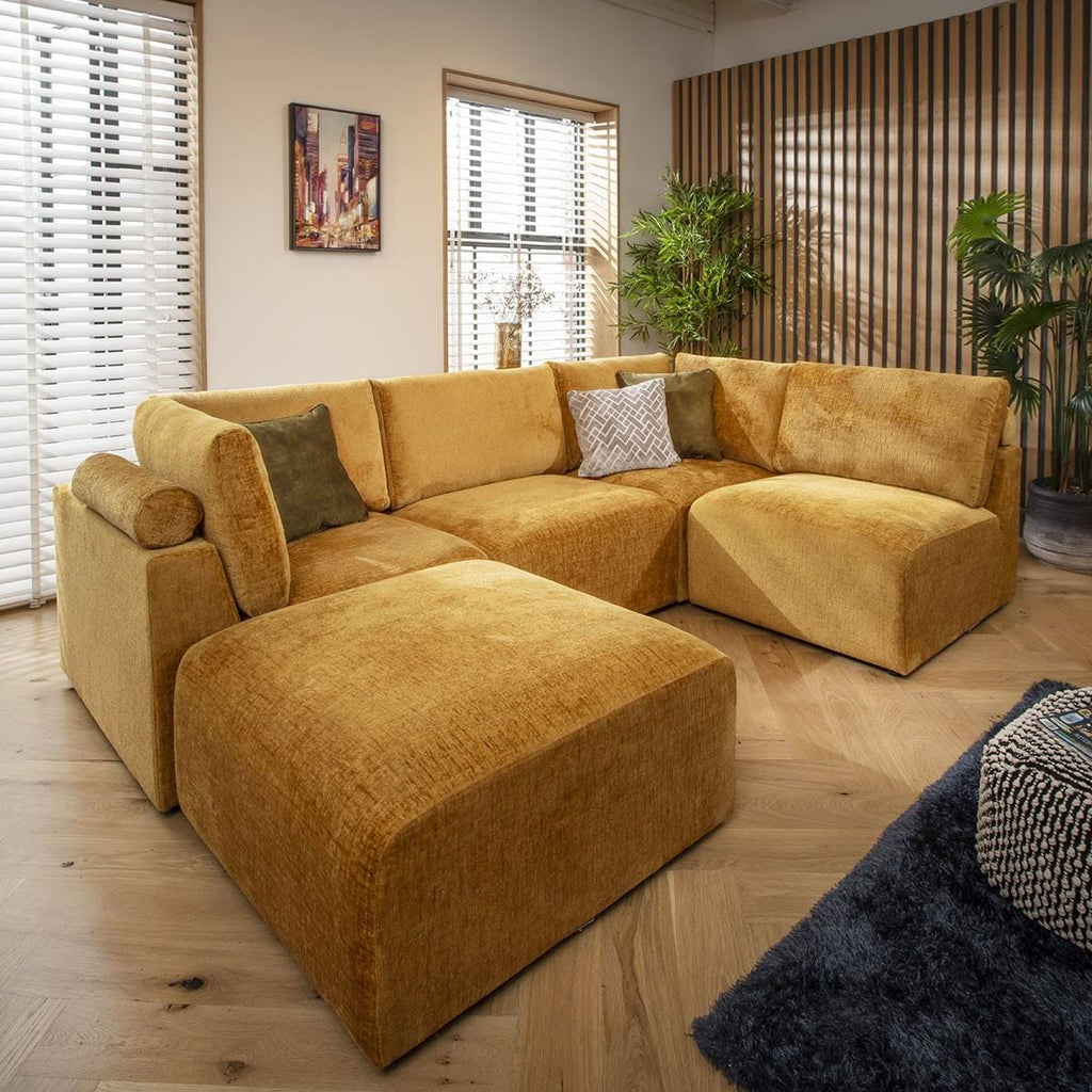 Martha 4 Seater Corner Sofa Mustard Chenille 266x176cm 3R