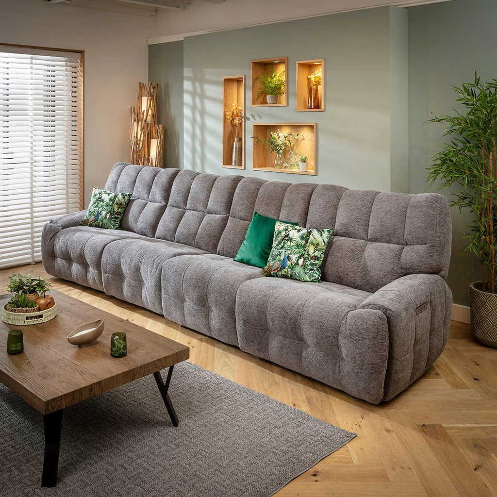 Luca Modern 4 Seater Triple Electric Recliner Sofa Charcoal Chenille 370cm 16R1