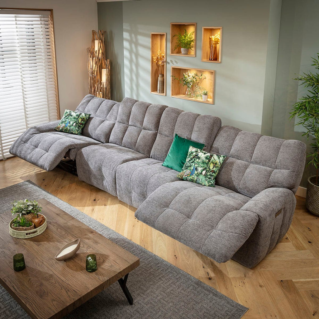 Luca Modern 4 Seater Triple Electric Recliner Sofa Charcoal Chenille 370cm 16R1