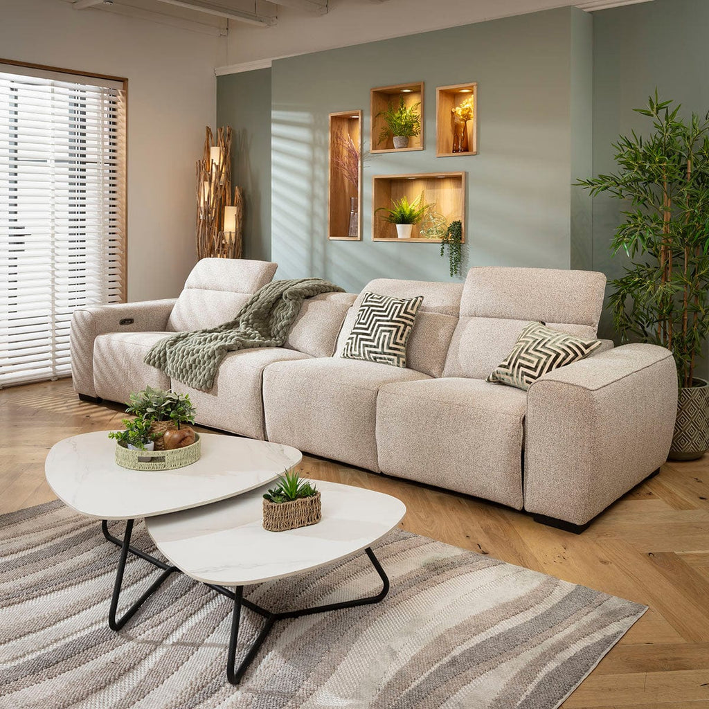 Lola Modern 4 Seater Electric Recliner Sofa Beige 358cm 16