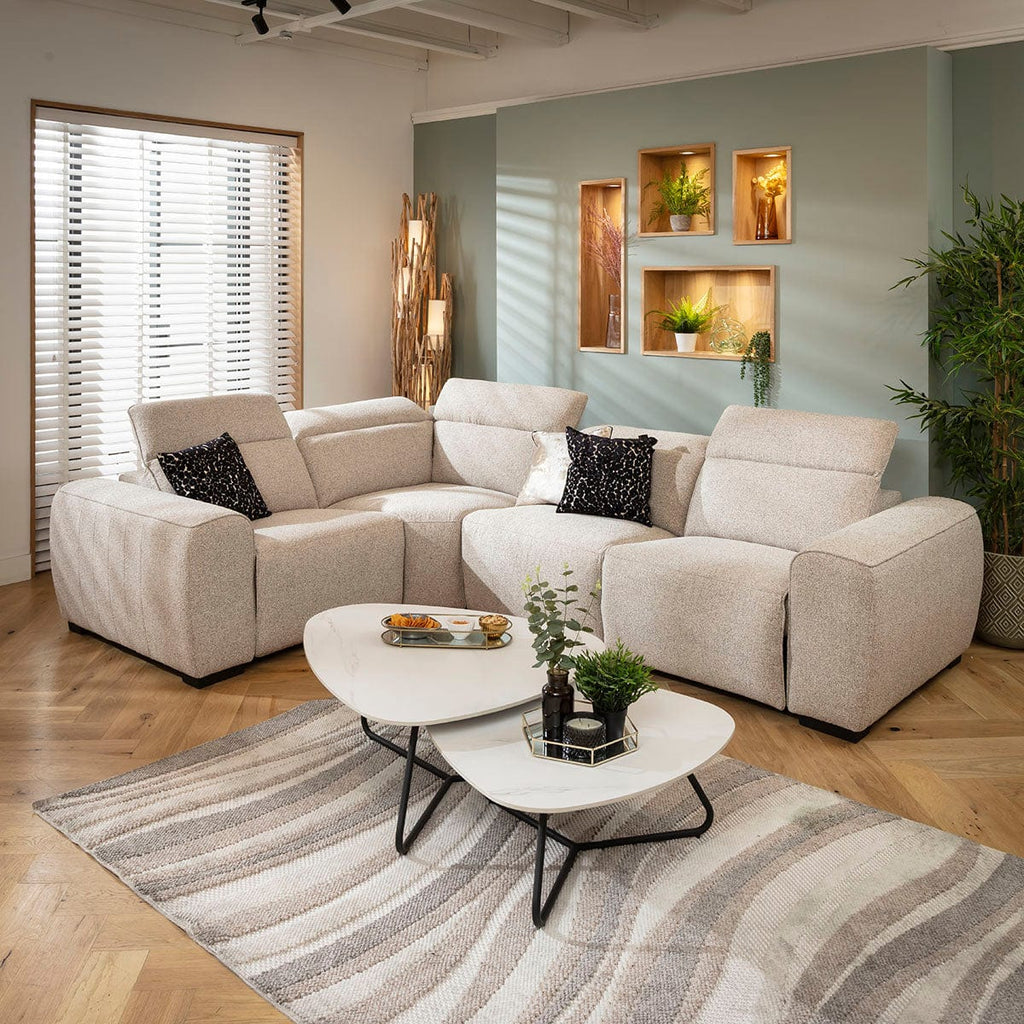 Lola Modern 4 Seater Recliner Corner Sofa Beige 296x220cm 5