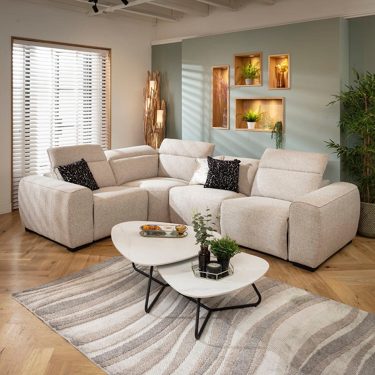 Lola Modern 4 Seater Recliner Corner Sofa Beige 296x220cm 5