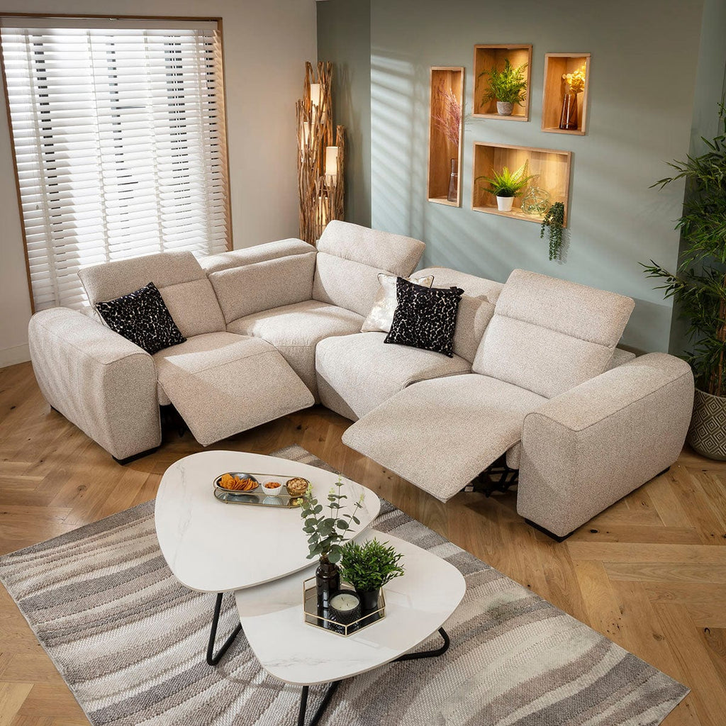 Lola Modern 4 Seater Recliner Corner Sofa Beige 296x220cm 5