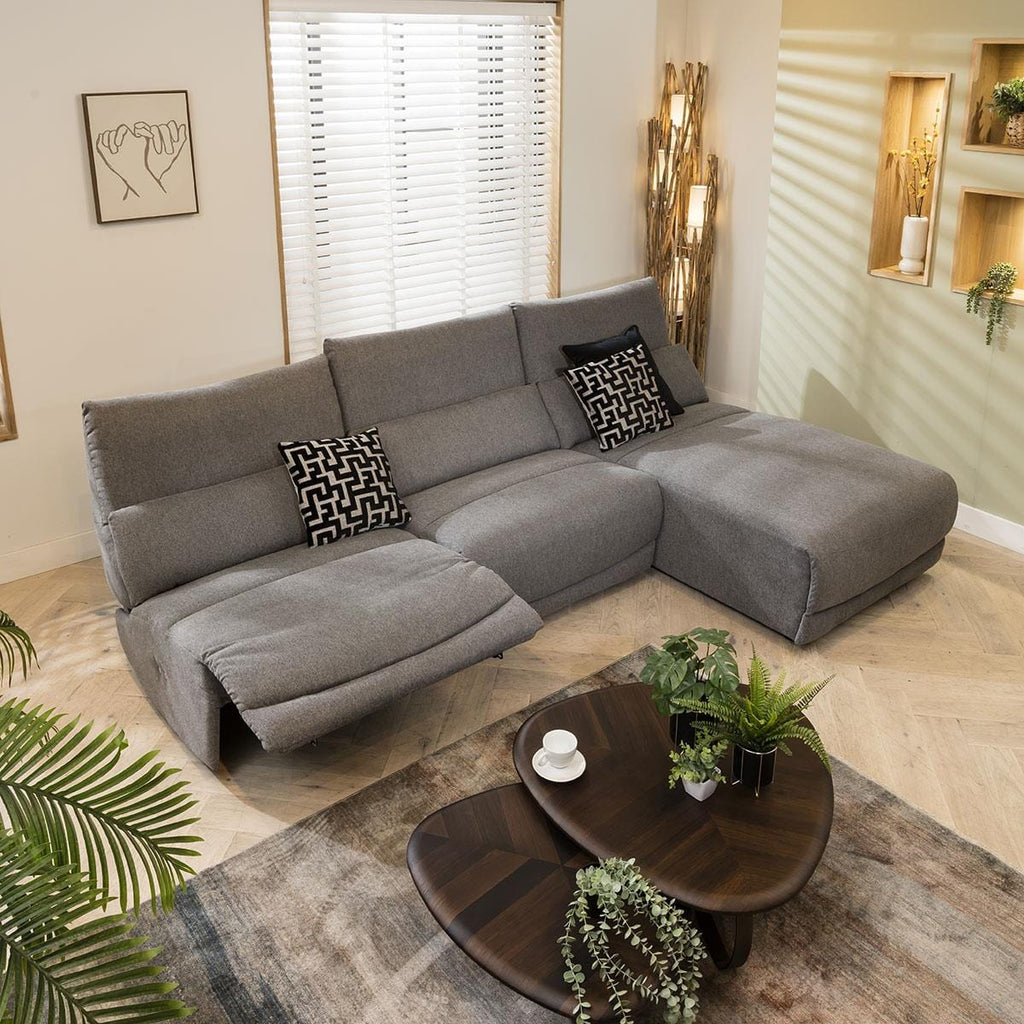 Jacob 4 Seater Recliner Corner Sofa - Grey L1R