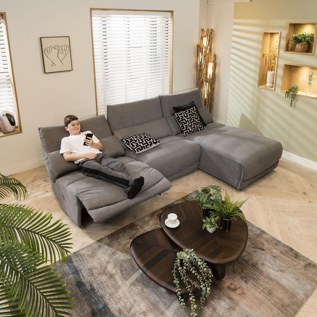 Jacob 4 Seater Recliner Corner Sofa - Grey L1R