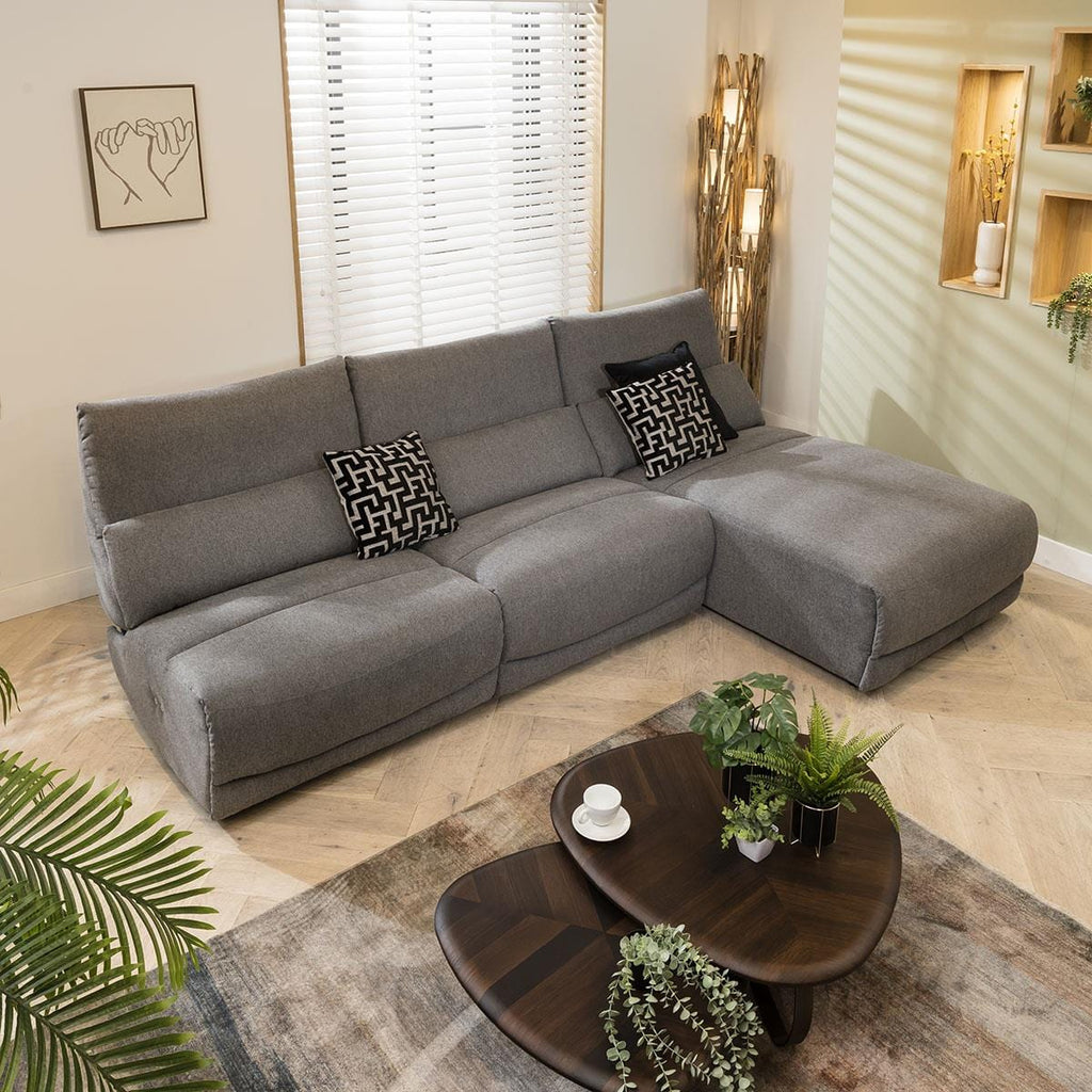 Jacob 4 Seater Recliner Corner Sofa - Grey L1R