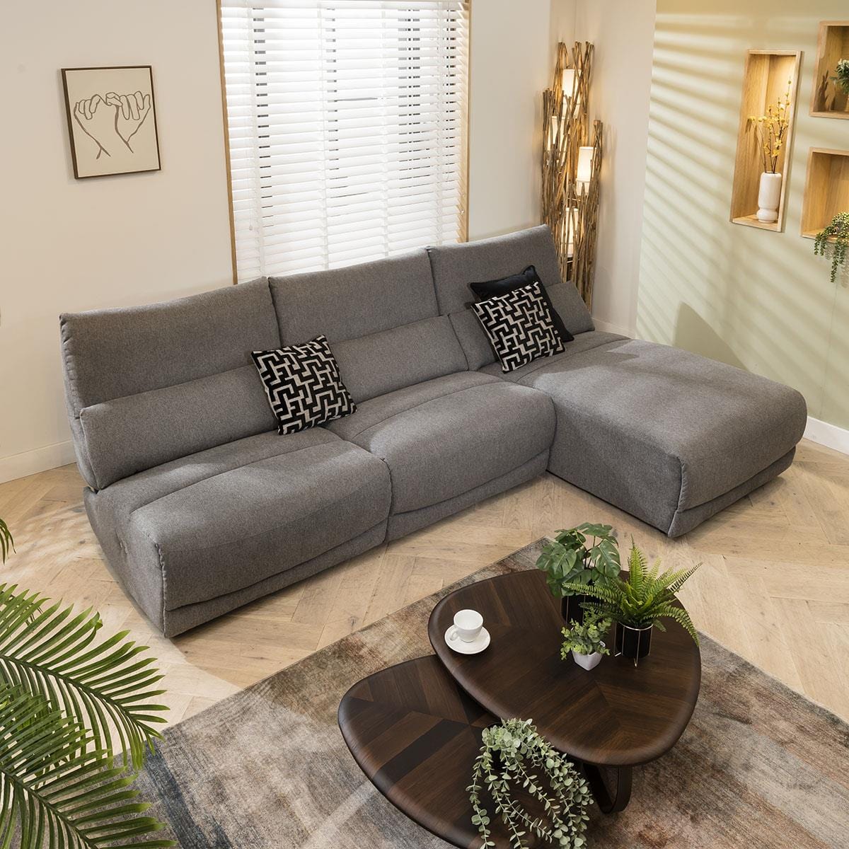 Jacob 4 Seater Recliner Corner Sofa - Grey L1R