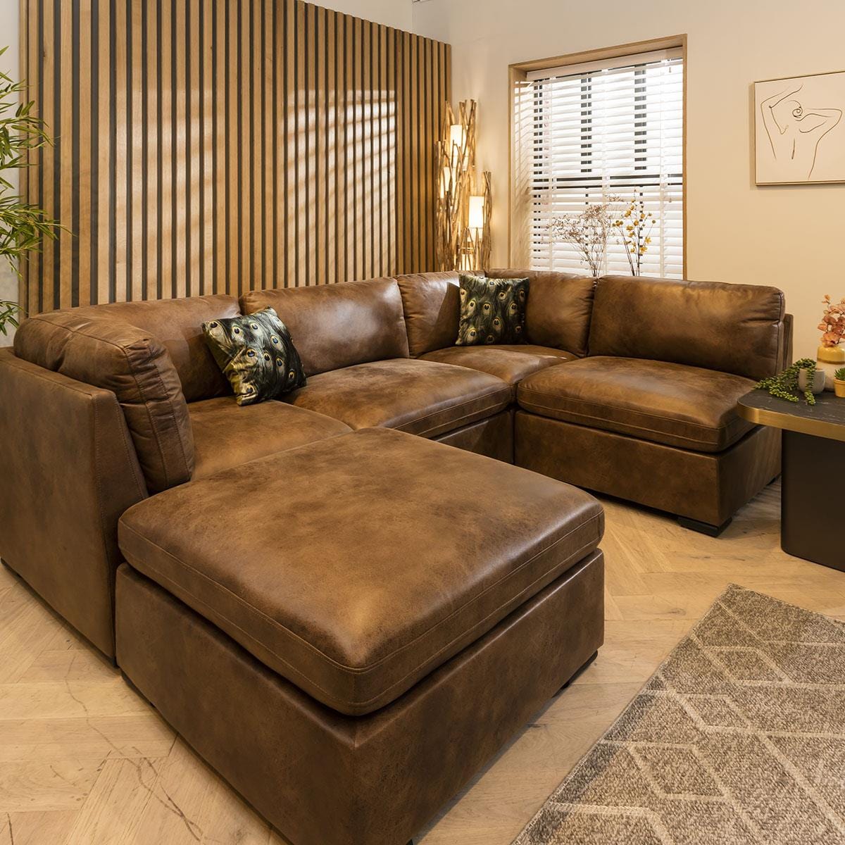 Mikey 4 Seater Corner Sofa Brown 285x190cm 3L