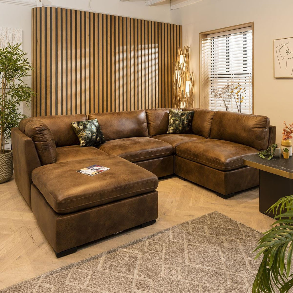 Mikey 4 Seater Corner Sofa Brown 285x190cm 3L