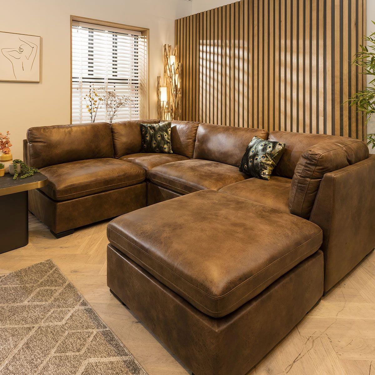 Mikey 4 Seater Corner Sofa Brown 285x190cm 3R