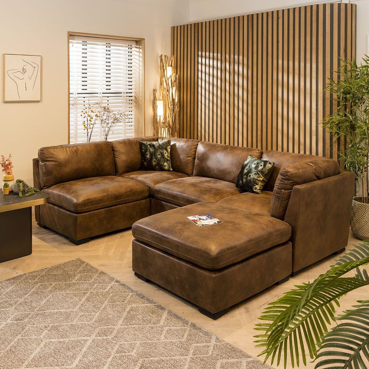 Mikey 4 Seater Corner Sofa Brown 285x190cm 3R