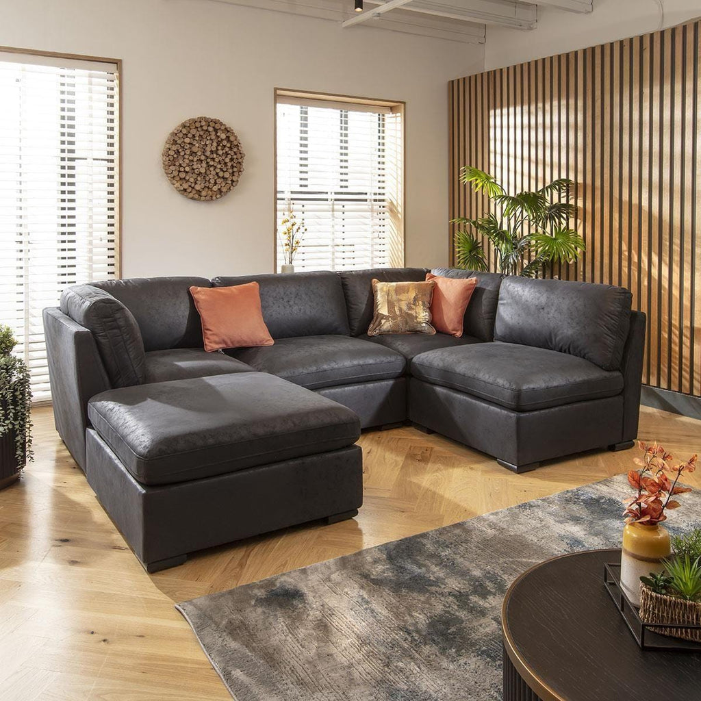 Mikey 4 Seater Corner Sofa Black 285x190cm 3L