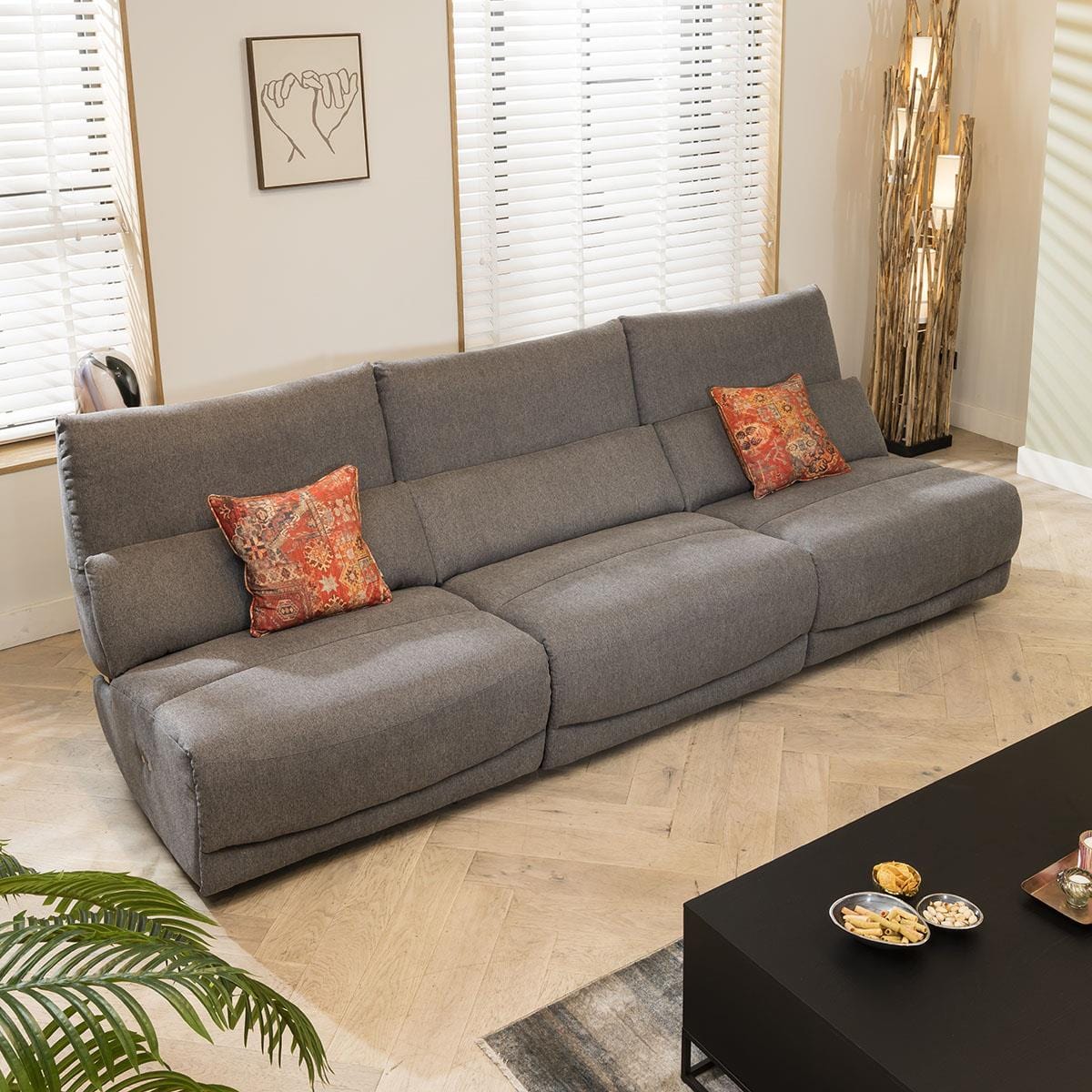 Jacob 4 Seater Modular Recliner Sofa - Grey S3R
