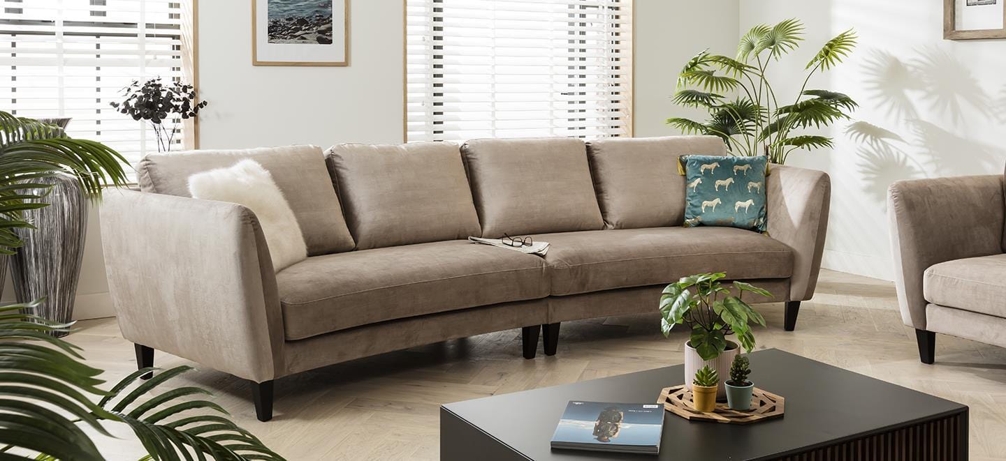 Modern 4 Seater Sofa - Large Curved Fabric Sofa - Choose Your Fabric - 335cm