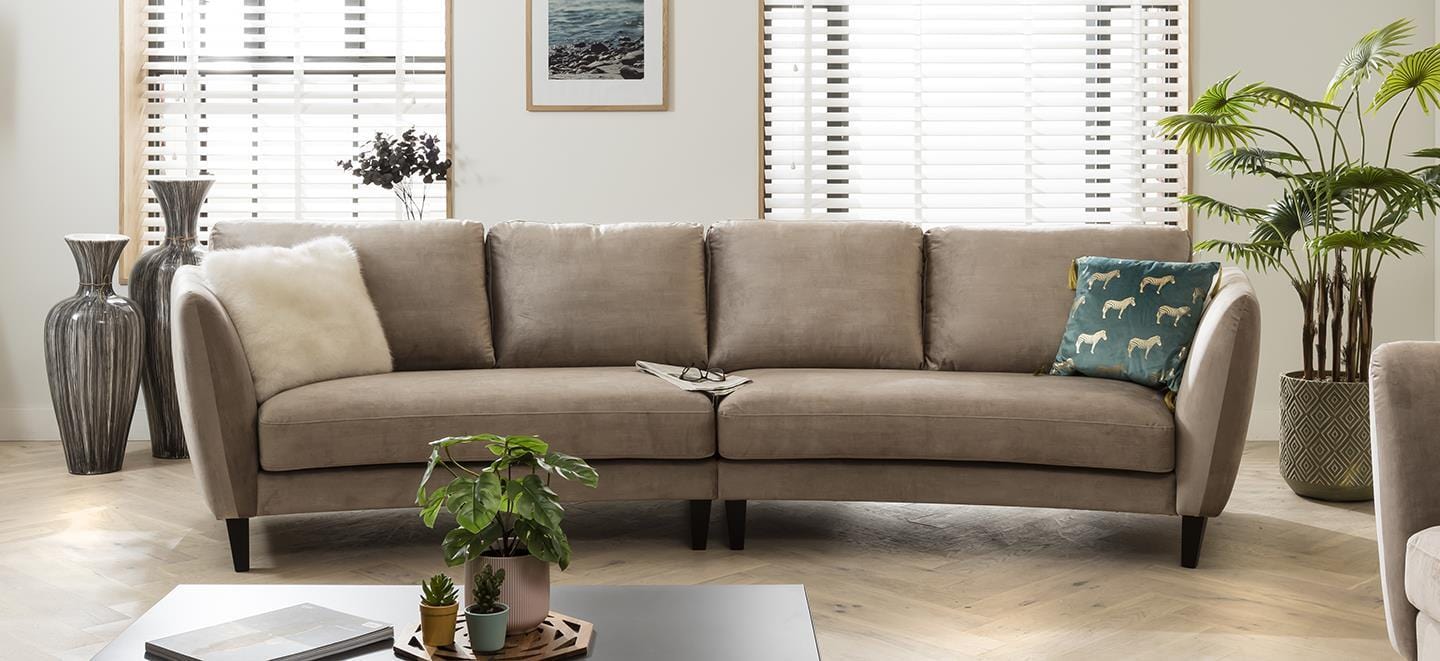 Modern 4 Seater Sofa - Large Curved Fabric Sofa - Choose Your Fabric - 335cm