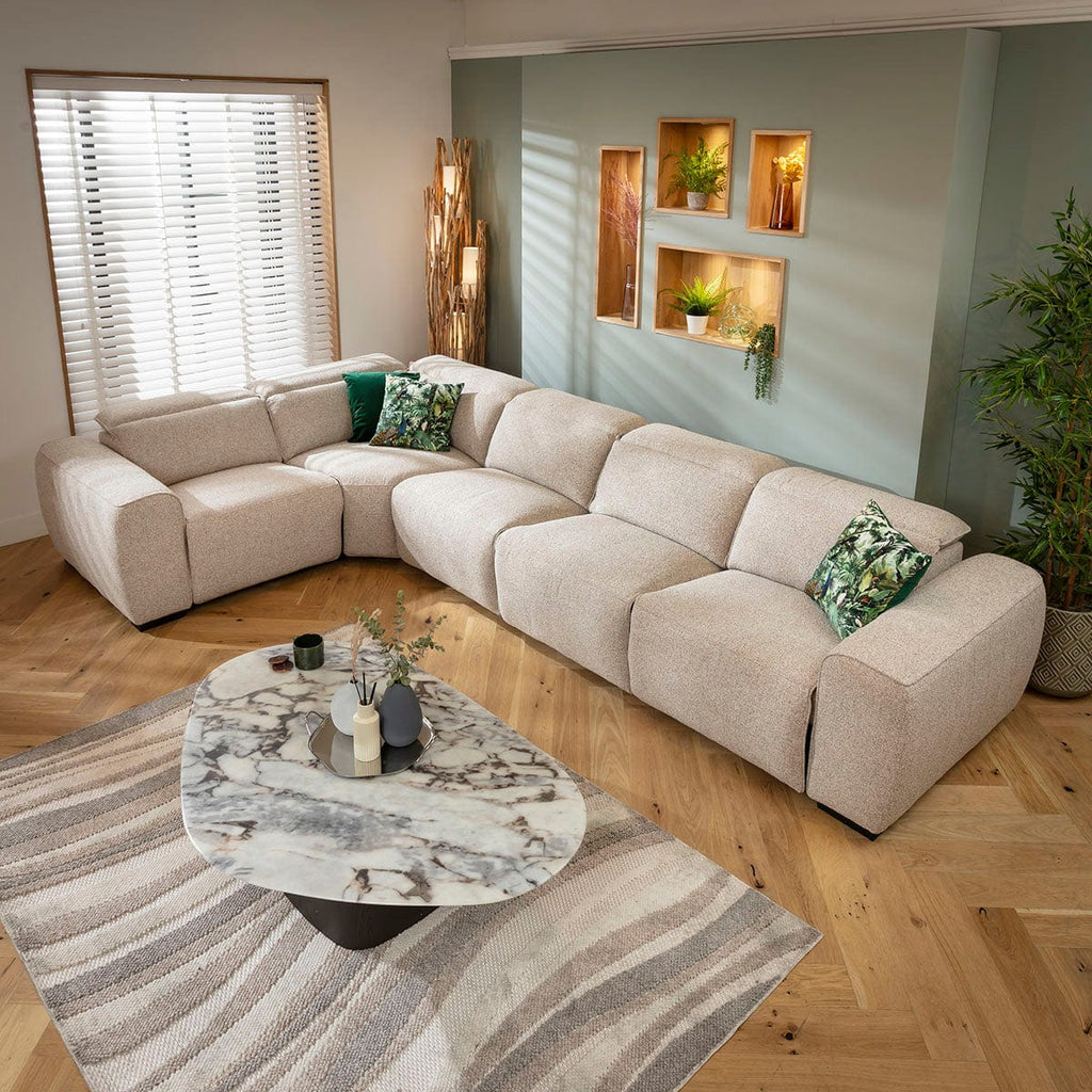 Lola Large 5 Seater Recliner Corner Sofa Beige 372x220cm 8