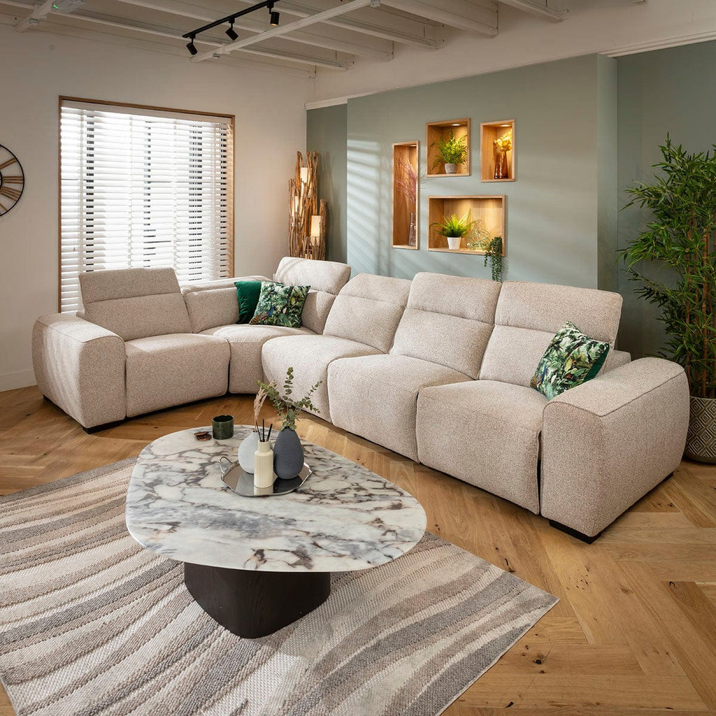 Lola Large 5 Seater Recliner Corner Sofa Beige 372x220cm 8