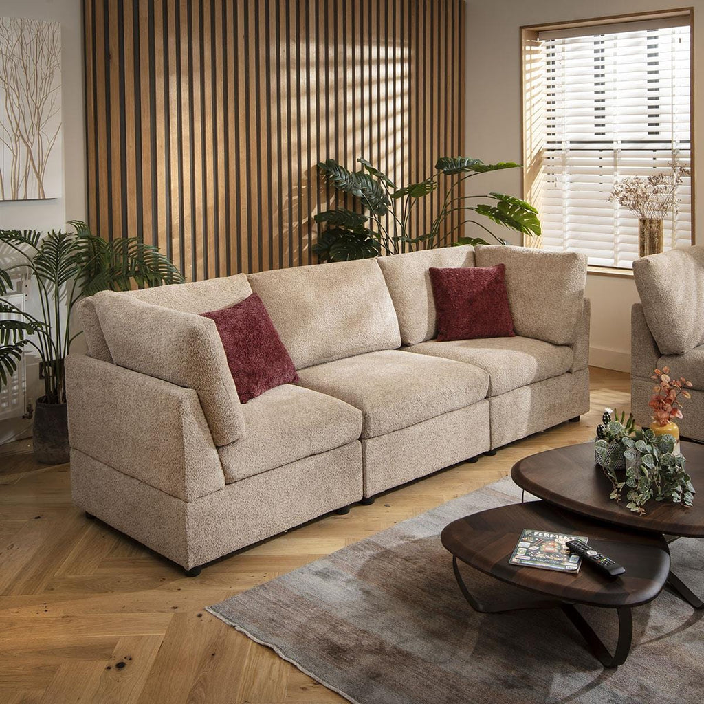 Sully 5 Seater Modular 3 & 2 Seater Sofa Set Biscuit Beige Boucle 1+2S