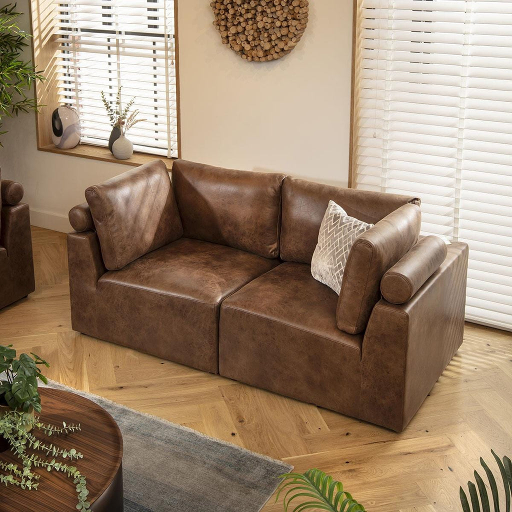 Martha 5 Seater Modular 3 & 2 Seater Sofa Set Antique Brown 1+2S