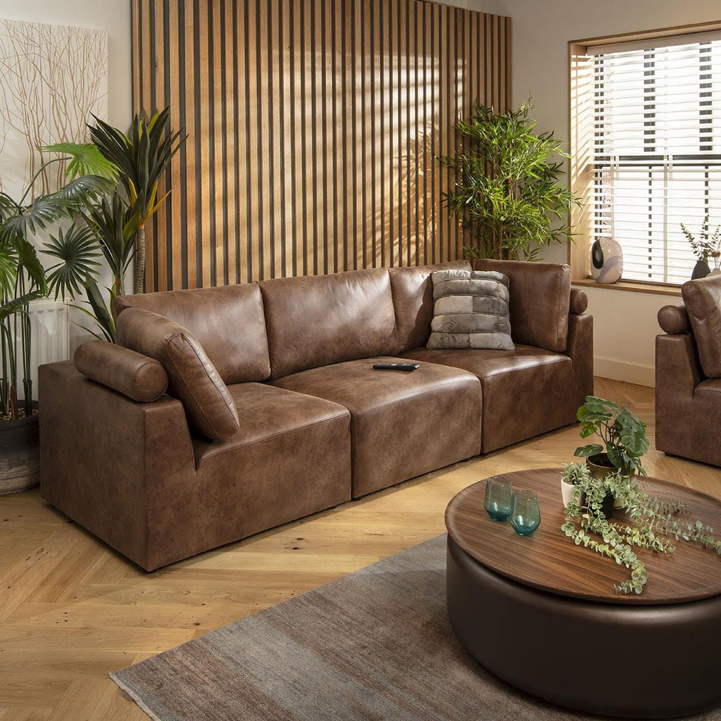 Martha 5 Seater Modular 3 & 2 Seater Sofa Set Antique Brown 1+2S